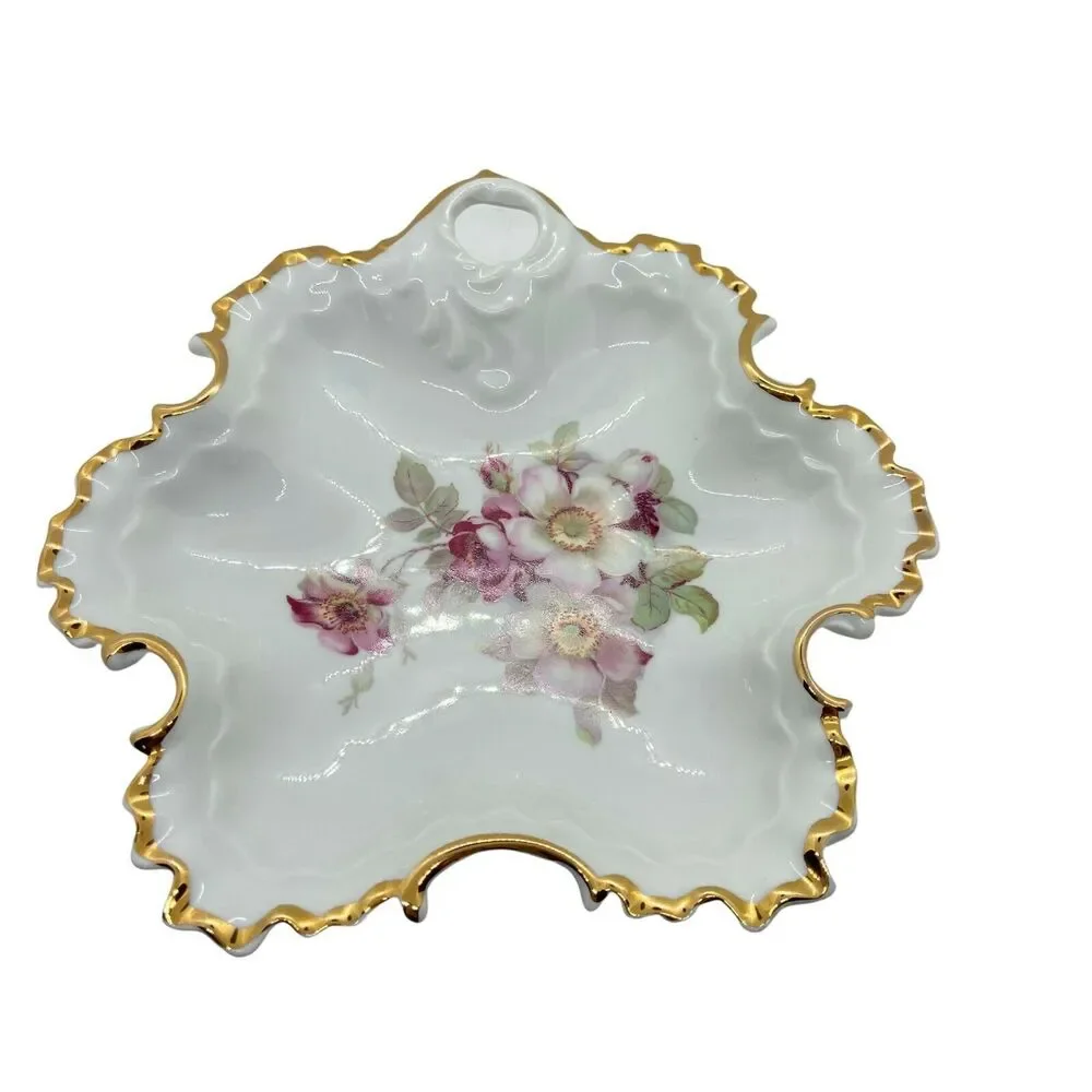 Trinket Nut Dish Vintage Gerold Porzellan Tettau Bavari Floral West Germany